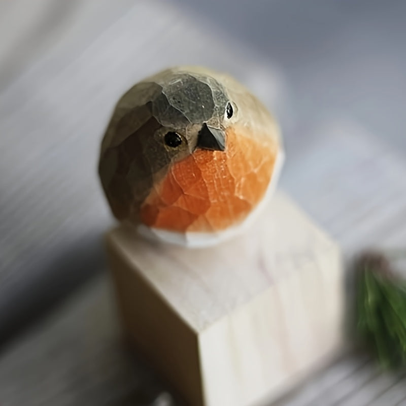 Brinovar Vogelbeeldje – Houten Roodborst met Geometrisch Design