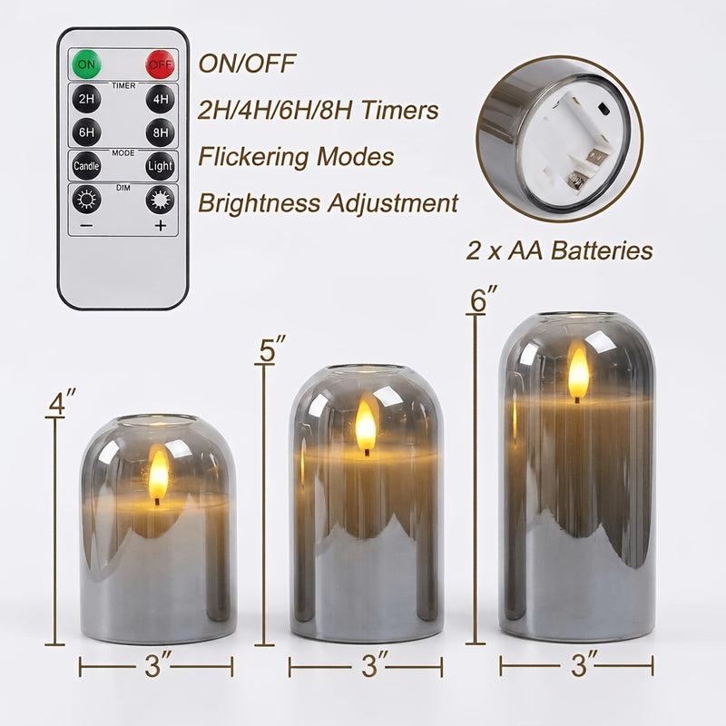 Velmira LED Kaarsen – Set van 3 met 3D-Wick Effect