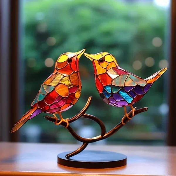 Avelisse Vogelbeeldje – Glazen Sculptuur met Kleurrijk Design