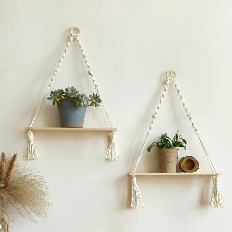 Lunessa Wandrek – Boho Houten Plank met Decoratieve Kwastjes