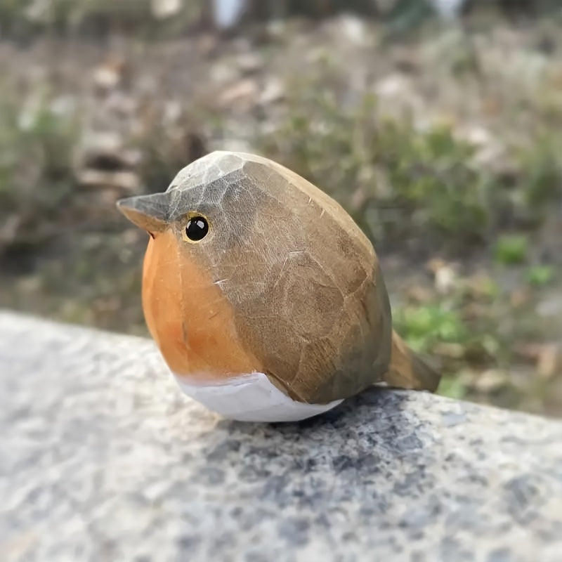 Brinovar Vogelbeeldje – Houten Roodborst met Geometrisch Design