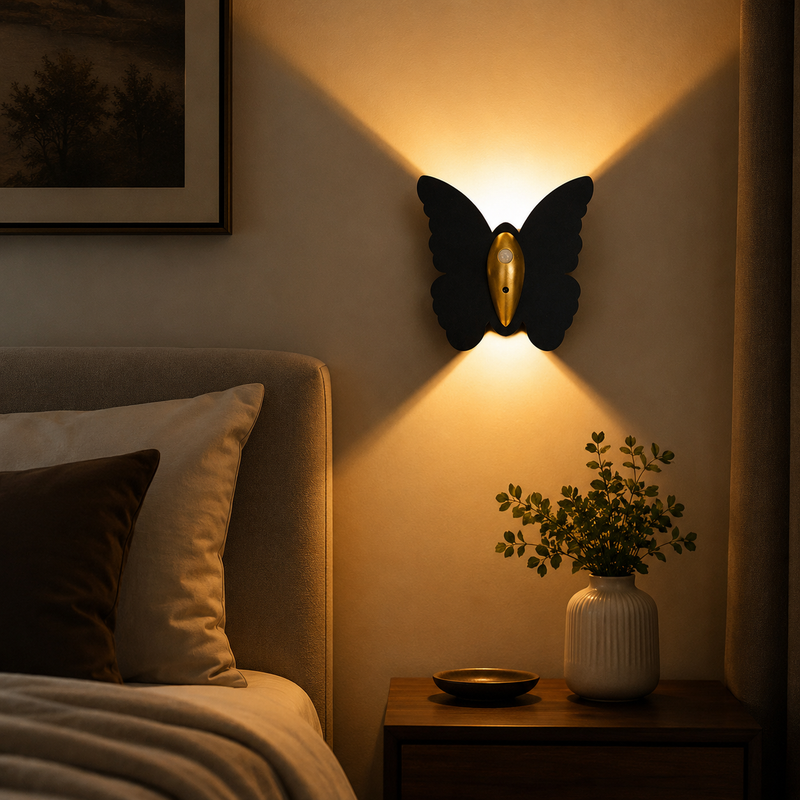 Lunavira Vlinder Wandlamp – Draadloze LED met Bewegingssensor