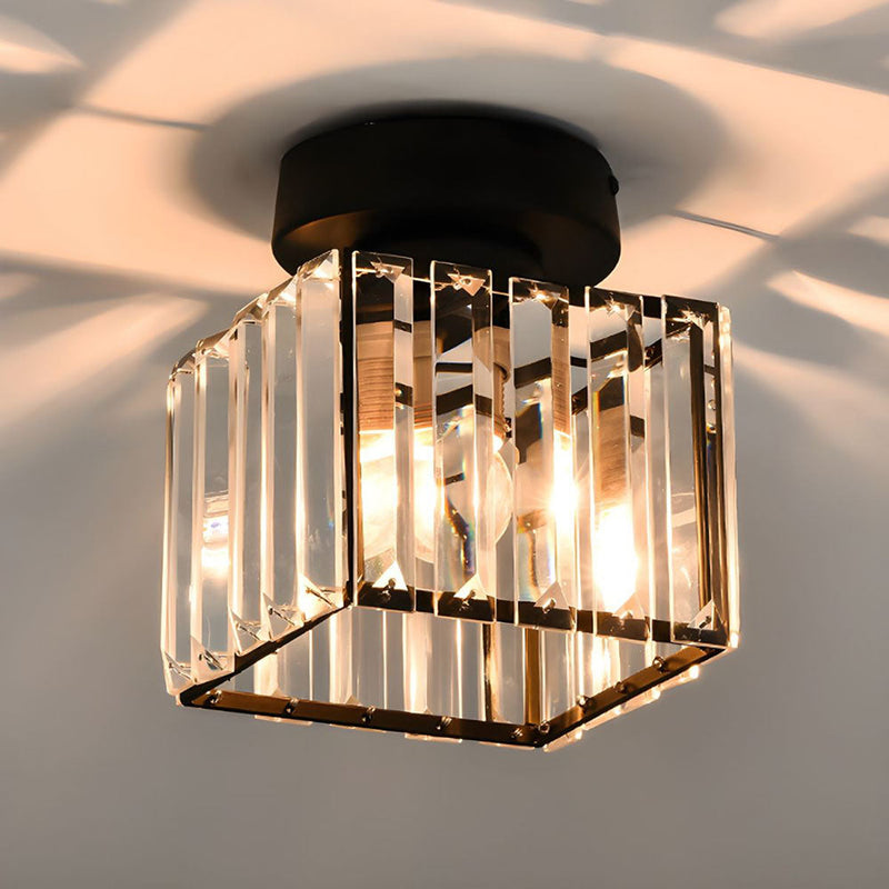 Aurelia Plafondlamp – Vierkant Messing Design met Kristalglas