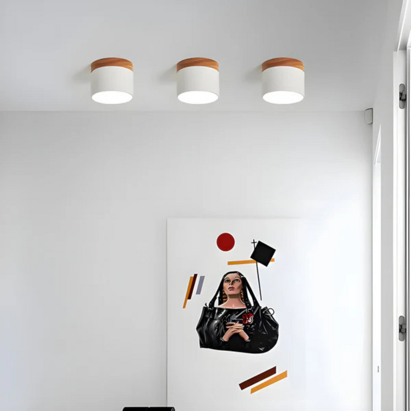 Valora Plafondlamp – Vintage Houtlook met Warme LED Verlichting