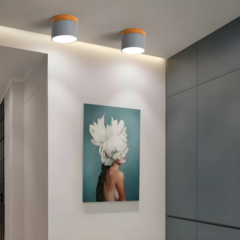 Valora Plafondlamp – Vintage Houtlook met Warme LED Verlichting