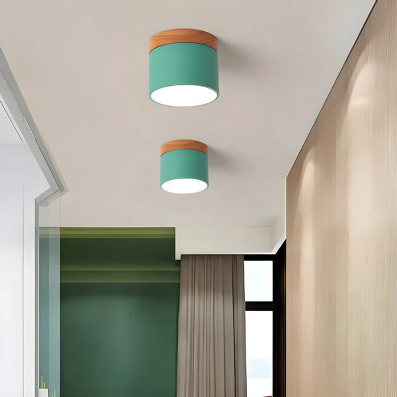 Valora Plafondlamp – Vintage Houtlook met Warme LED Verlichting