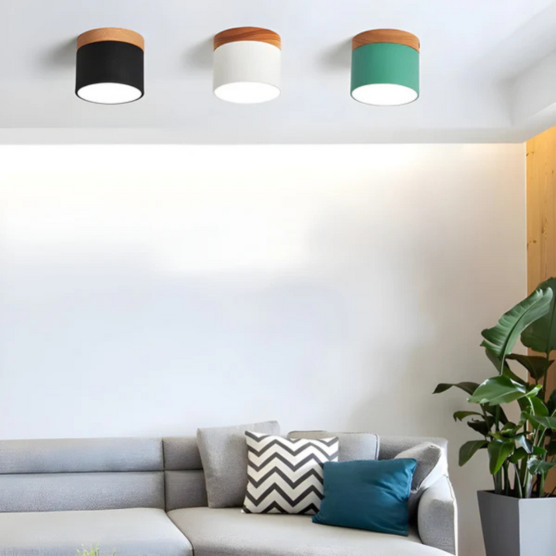 Valora Plafondlamp – Vintage Houtlook met Warme LED Verlichting