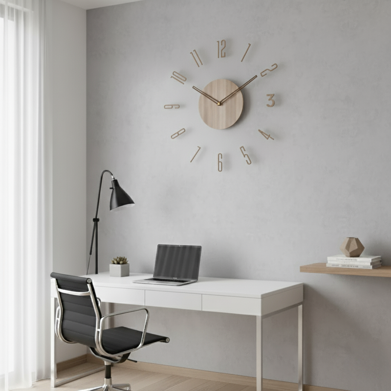 Avenora Wandklok – Hout Ontwerp met Stil Quartz-Uurwerk