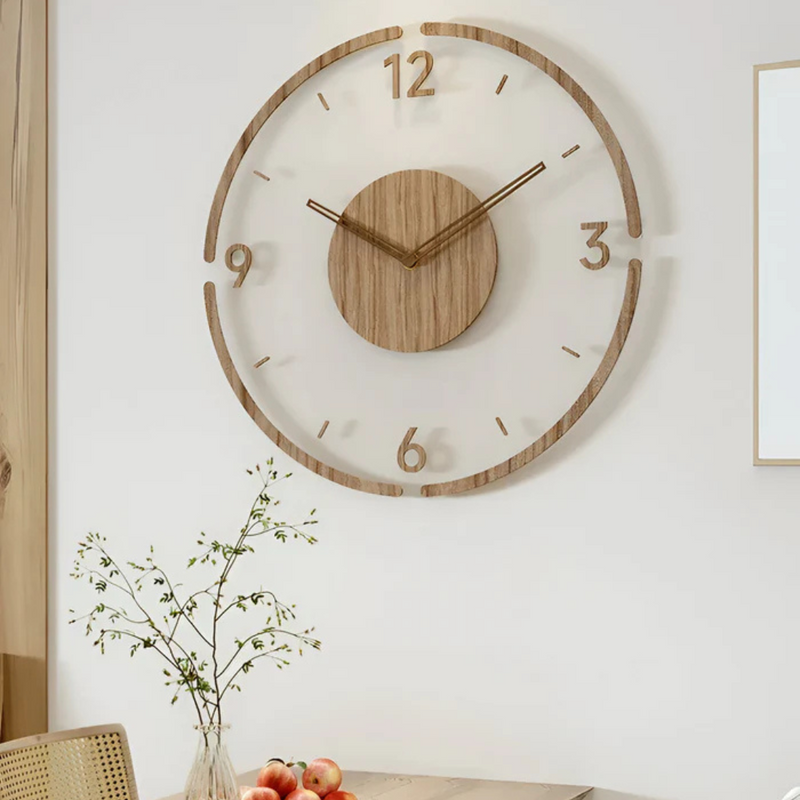 Avenora Wandklok – Hout Ontwerp met Stil Quartz-Uurwerk
