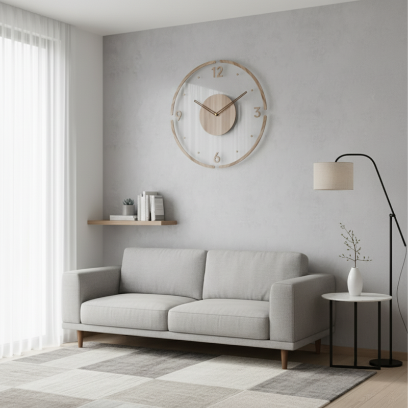 Avenora Wandklok – Hout Ontwerp met Stil Quartz-Uurwerk
