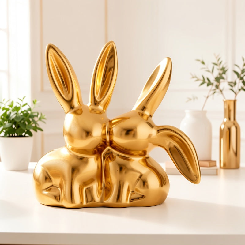 Averelle Konijnenbeeldje – Goudkleurige Sculptuur