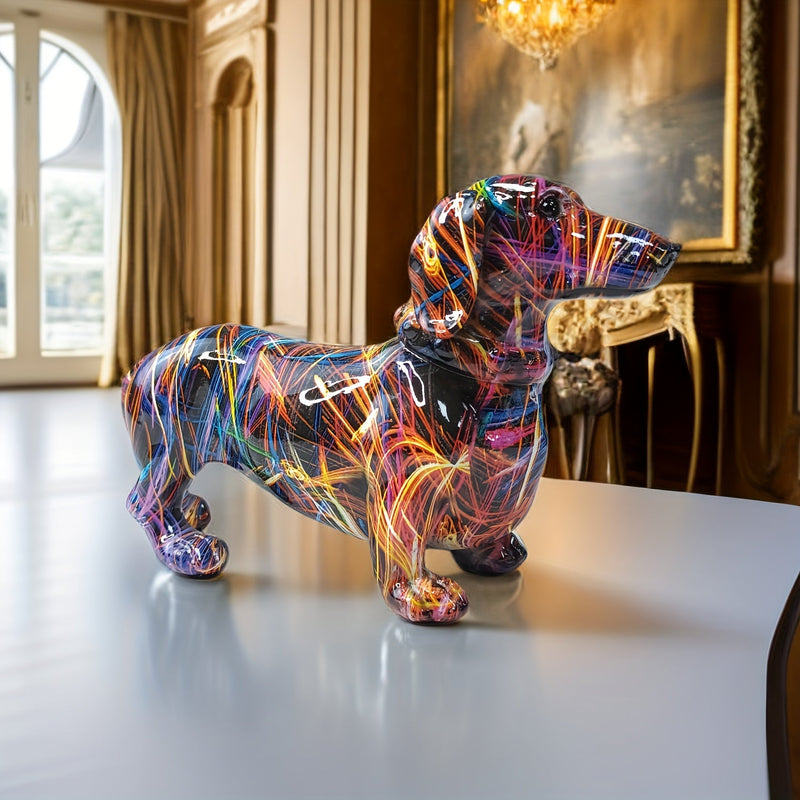 Kleurrijk Teckel Beeld - Speelse Decoratie voor Je Interieur