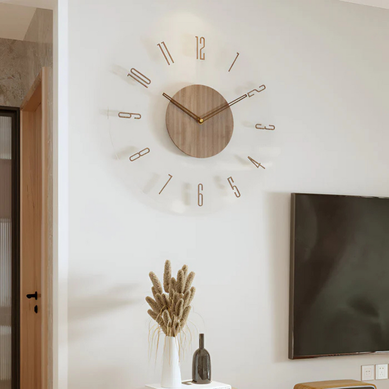 Avenora Wandklok – Hout Ontwerp met Stil Quartz-Uurwerk