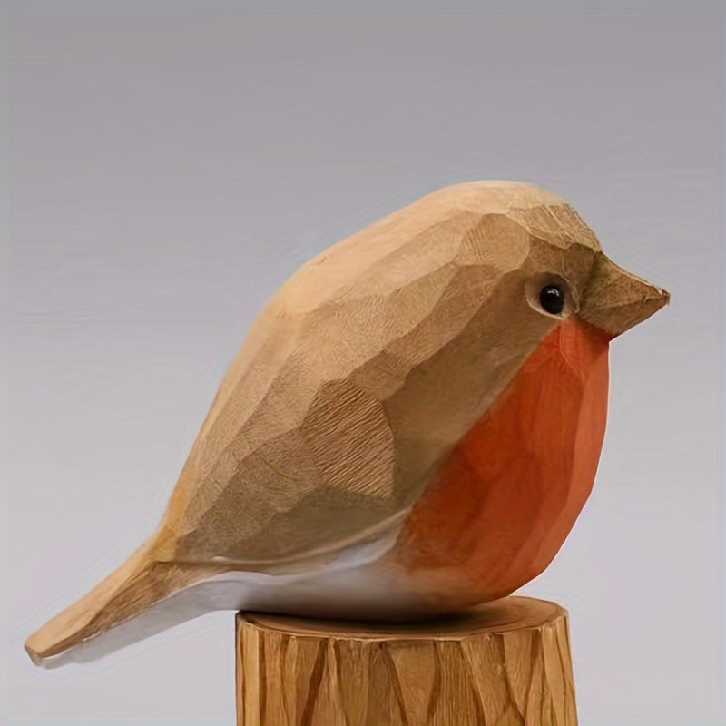 Brinovar Vogelbeeldje – Houten Roodborst met Geometrisch Design