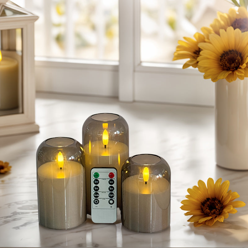 Velmira LED Kaarsen – Set van 3 met 3D-Wick Effect