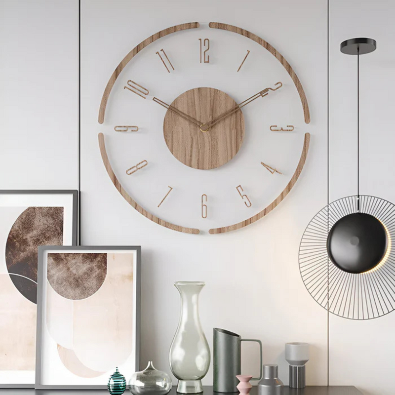 Avenora Wandklok – Hout Ontwerp met Stil Quartz-Uurwerk