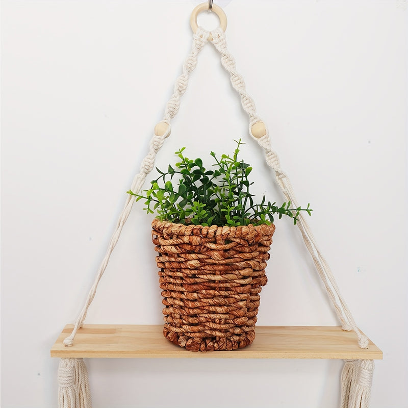 Lunessa Wandrek – Boho Houten Plank met Decoratieve Kwastjes