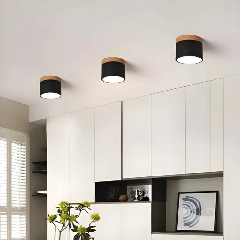 Valora Plafondlamp – Vintage Houtlook met Warme LED Verlichting