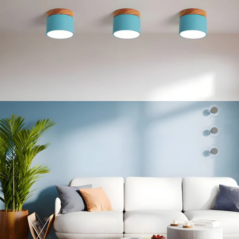 Valora Plafondlamp – Vintage Houtlook met Warme LED Verlichting