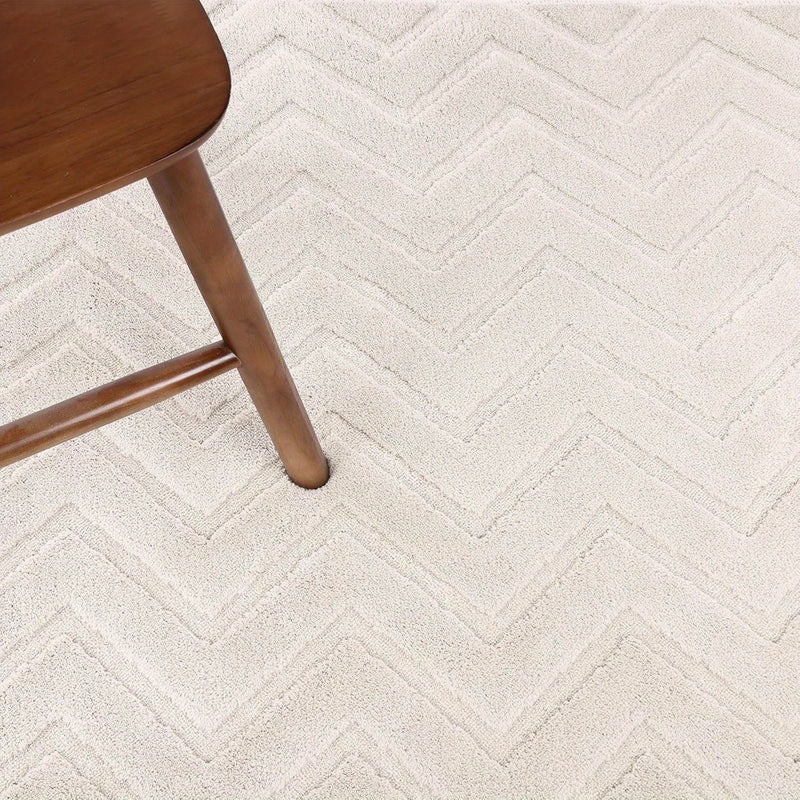 Aurevane Vloerkleed – Beige Hoogpolig Design met Jacquardstructuur