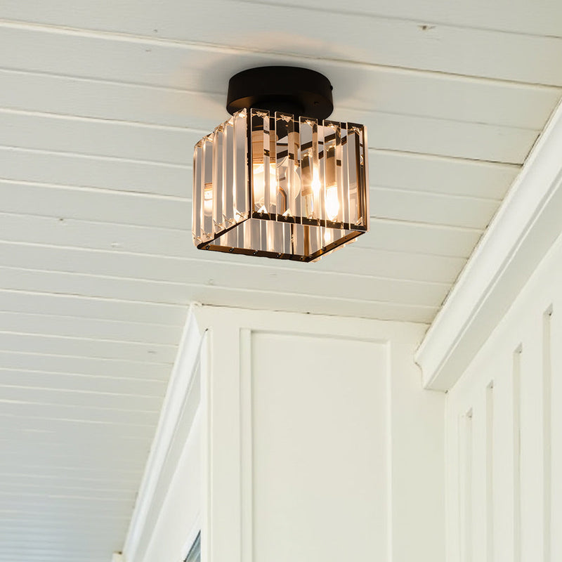Aurelia Plafondlamp – Vierkant Messing Design met Kristalglas
