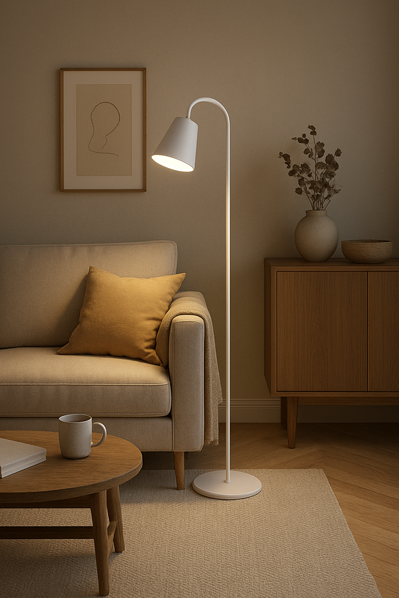 Varelia Vloerlamp – Scandinavisch Design met Verstelbare Lampnek