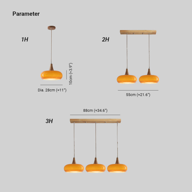 Lunavelle Hanglamp – Glazen Kap met Houten Accent