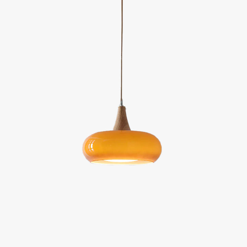 Lunavelle Hanglamp – Glazen Kap met Houten Accent