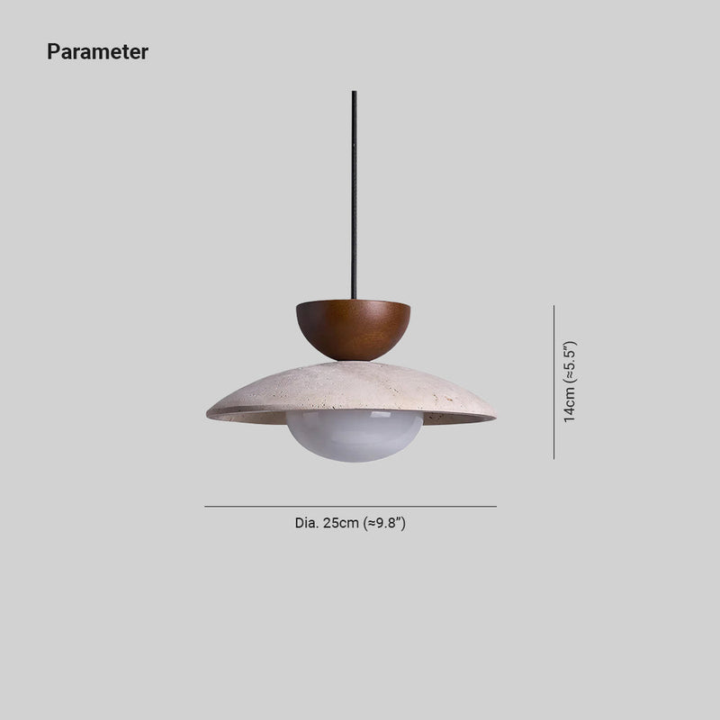 Virelora Hanglamp – Travertin en Hout met Glazen Detail