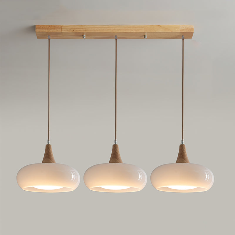 Lunavelle Hanglamp – Glazen Kap met Houten Accent