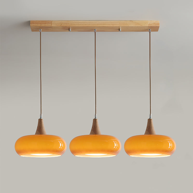 Lunavelle Hanglamp – Glazen Kap met Houten Accent
