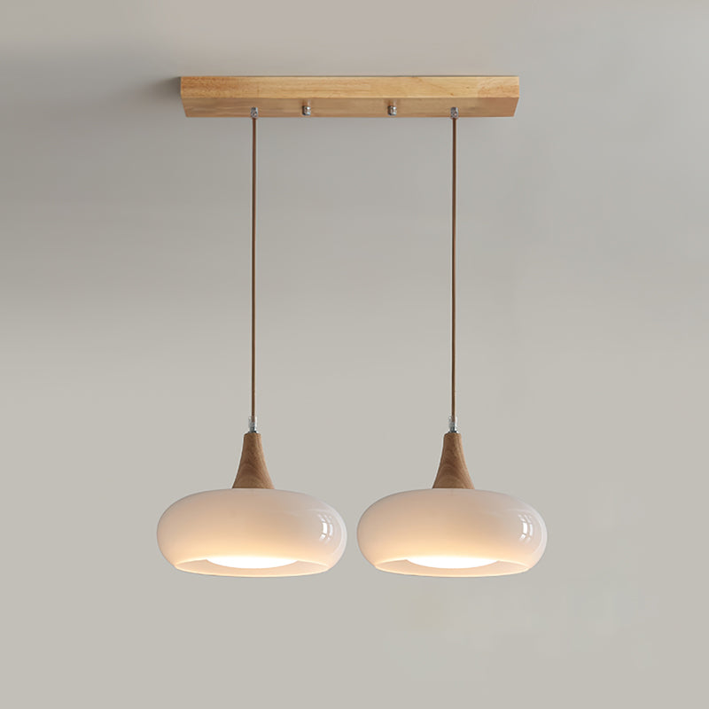 Lunavelle Hanglamp – Glazen Kap met Houten Accent