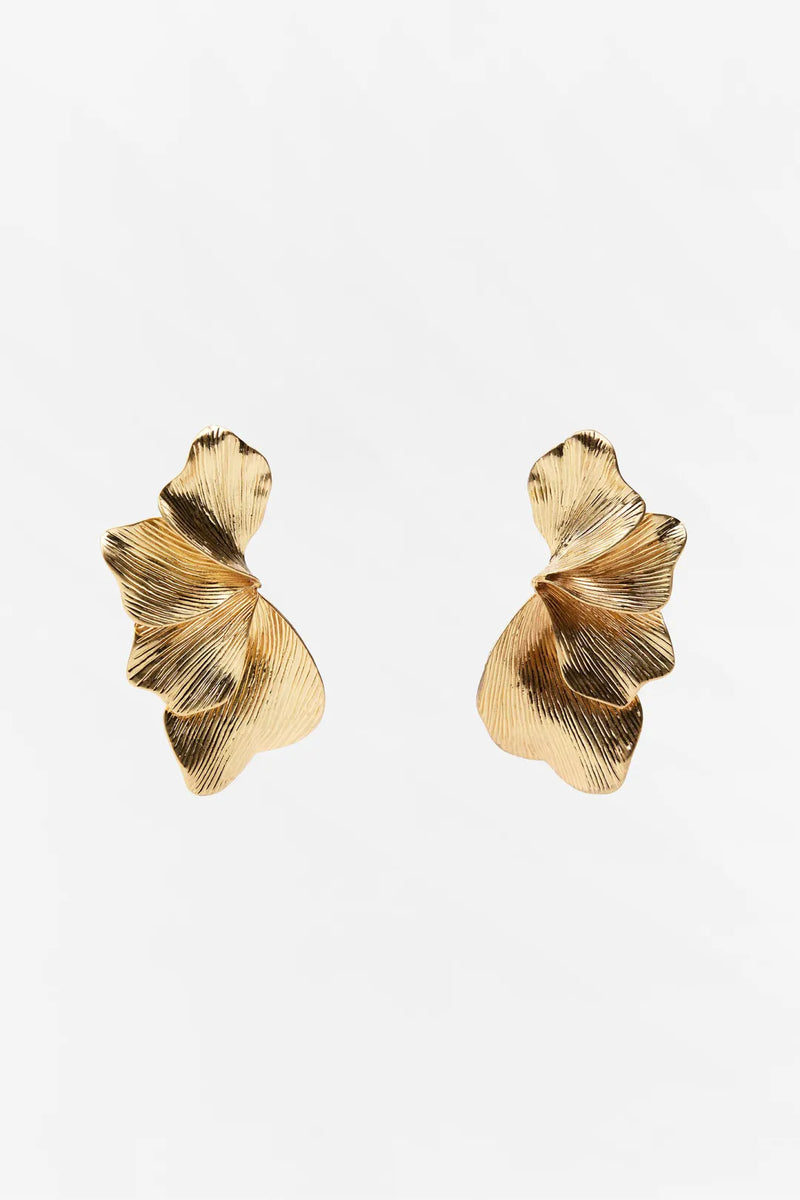 Herfst | Vrouwen Textured Metal Leaf Drop Oorbellen