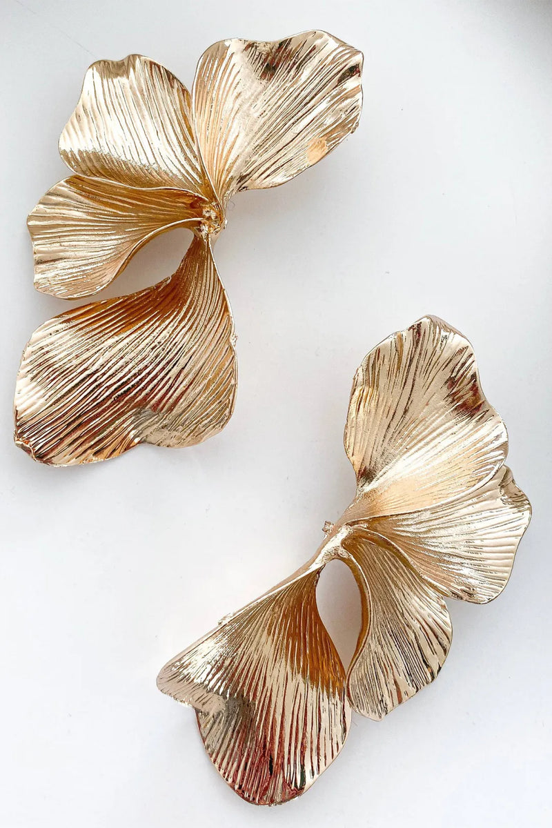 Herfst | Vrouwen Textured Metal Leaf Drop Oorbellen