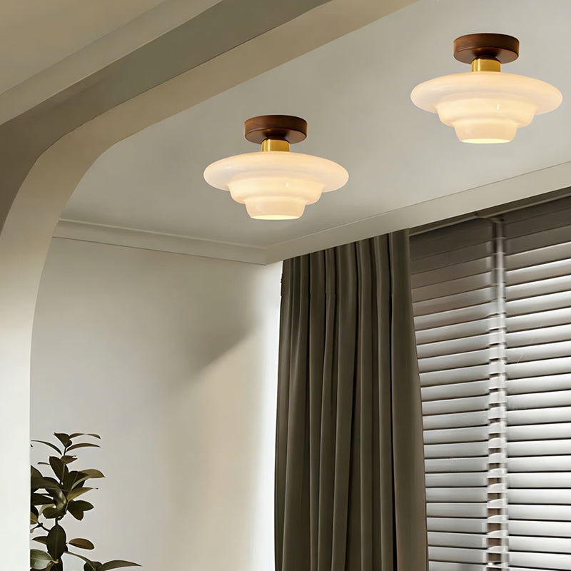 Norvexa Plafondlamp – Walnoothout met Glas