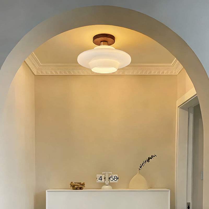 Norvexa Plafondlamp – Walnoothout met Glas