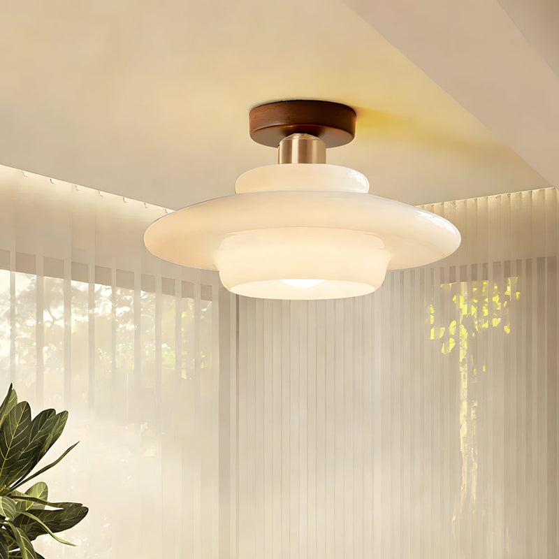 Norvexa Plafondlamp – Walnoothout met Glas