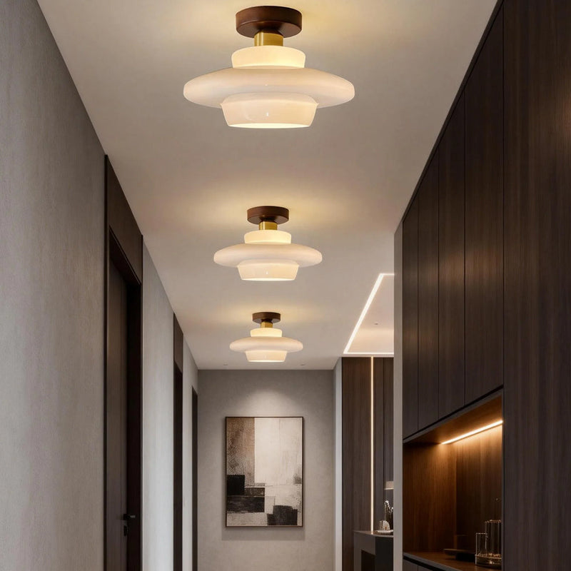 Norvexa Plafondlamp – Walnoothout met Glas