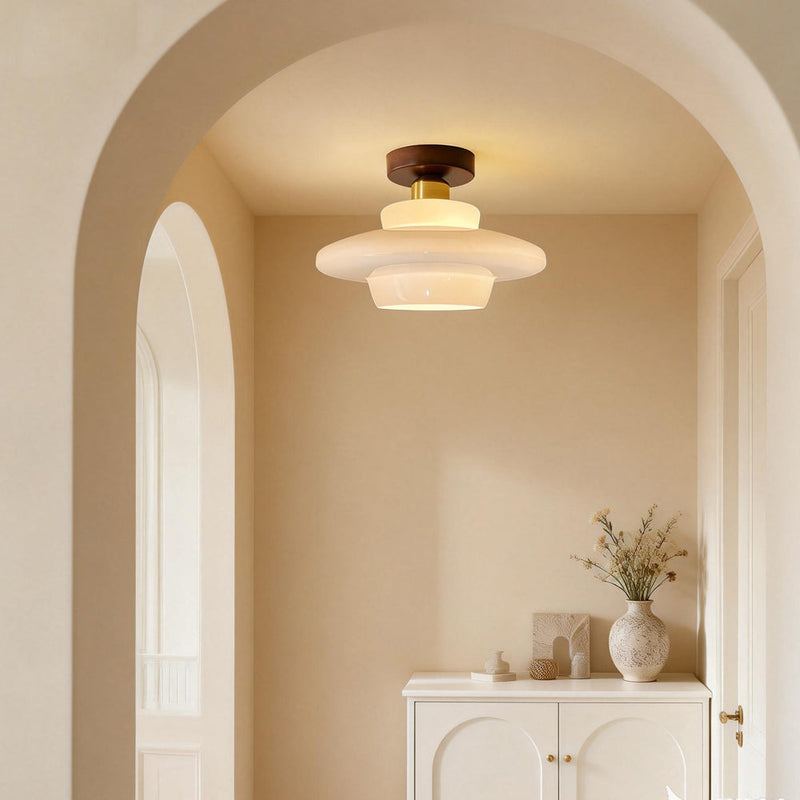 Norvexa Plafondlamp – Walnoothout met Glas
