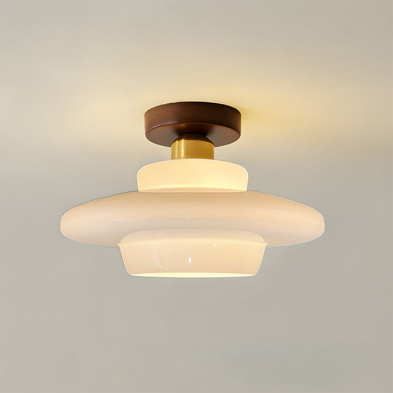 Norvexa Plafondlamp – Walnoothout met Glas