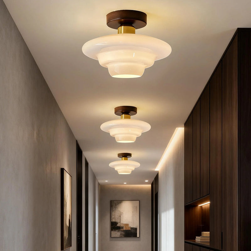 Norvexa Plafondlamp – Walnoothout met Glas