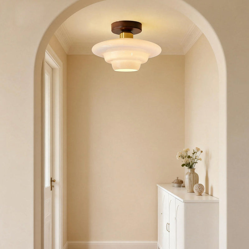 Norvexa Plafondlamp – Walnoothout met Glas