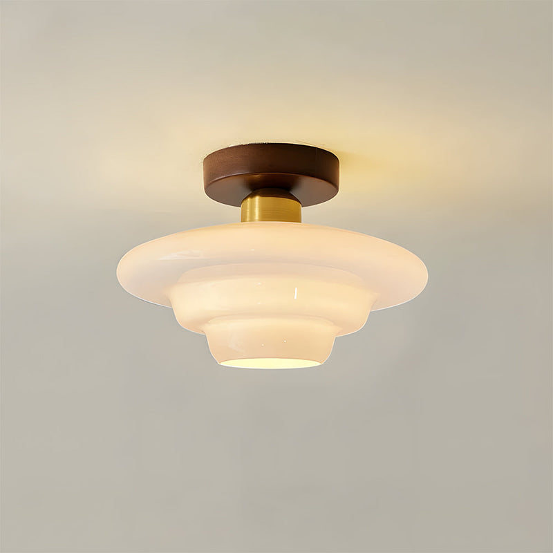Norvexa Plafondlamp – Walnoothout met Glas
