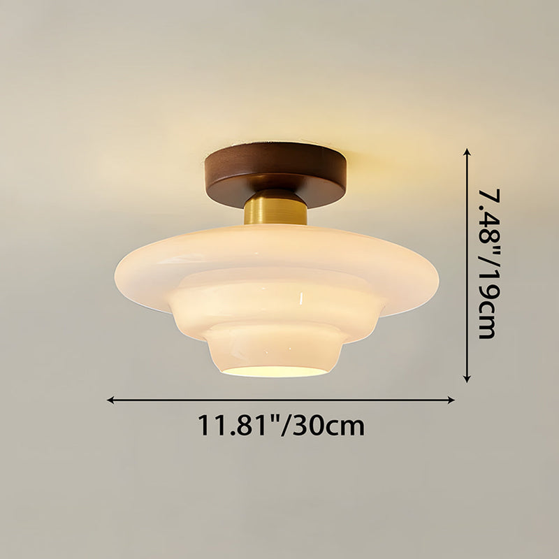 Norvexa Plafondlamp – Walnoothout met Glas
