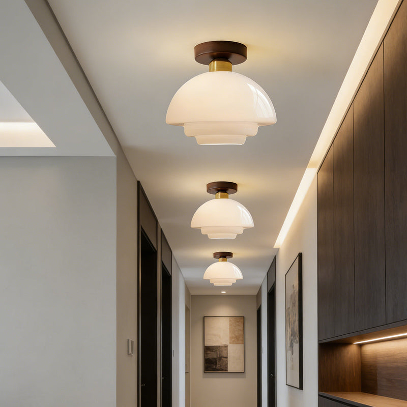 Norvexa Plafondlamp – Walnoothout met Glas