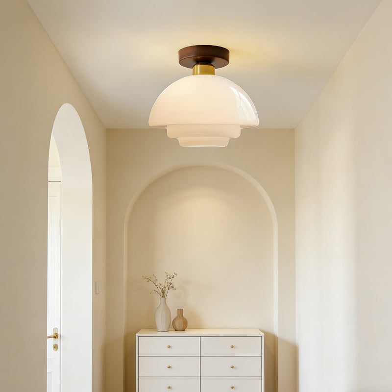 Norvexa Plafondlamp – Walnoothout met Glas