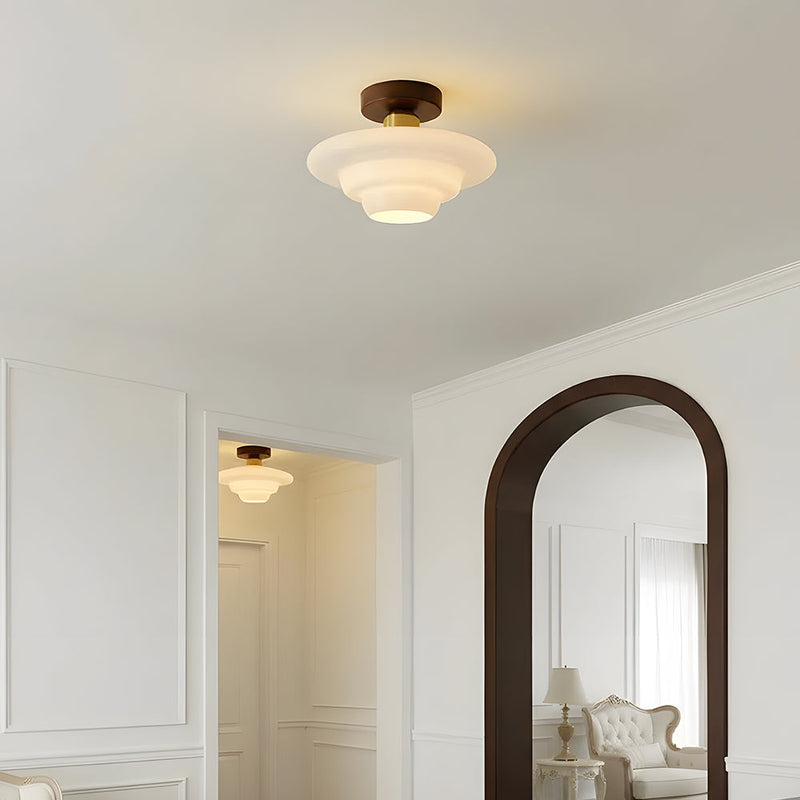Norvexa Plafondlamp – Walnoothout met Glas