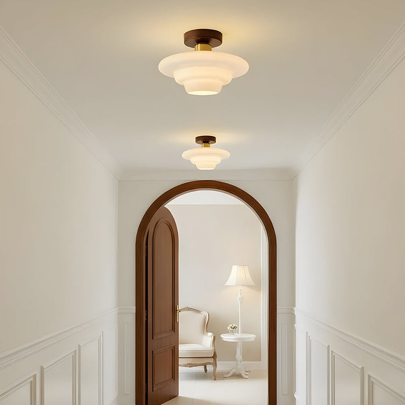 Norvexa Plafondlamp – Walnoothout met Glas