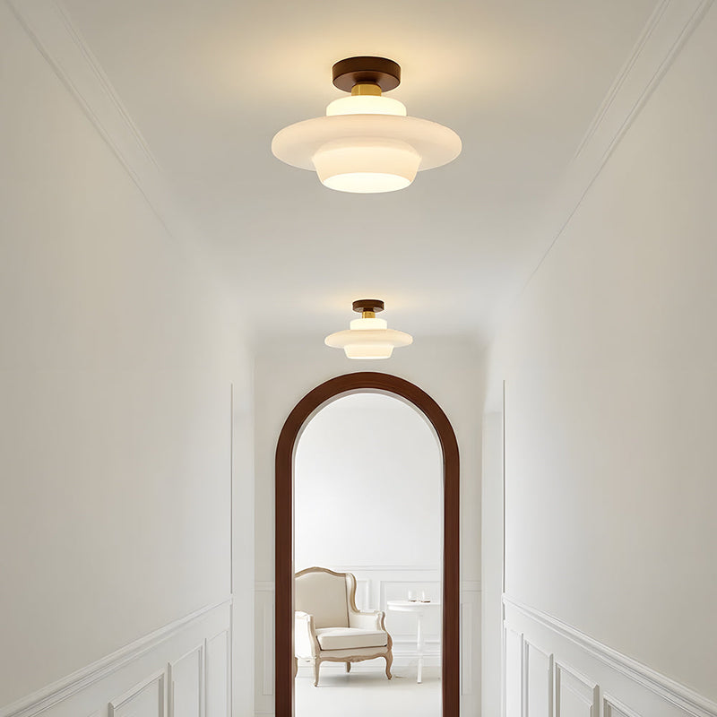 Norvexa Plafondlamp – Walnoothout met Glas