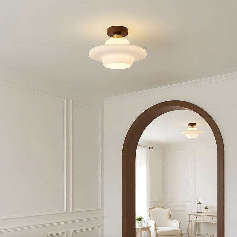 Norvexa Plafondlamp – Walnoothout met Glas